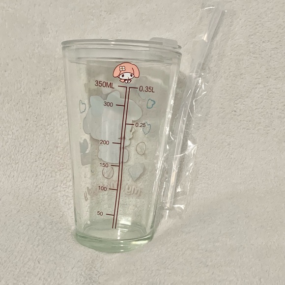 New My Melody Glass Tumbler with Cover & Straw - Picture 2 of 3